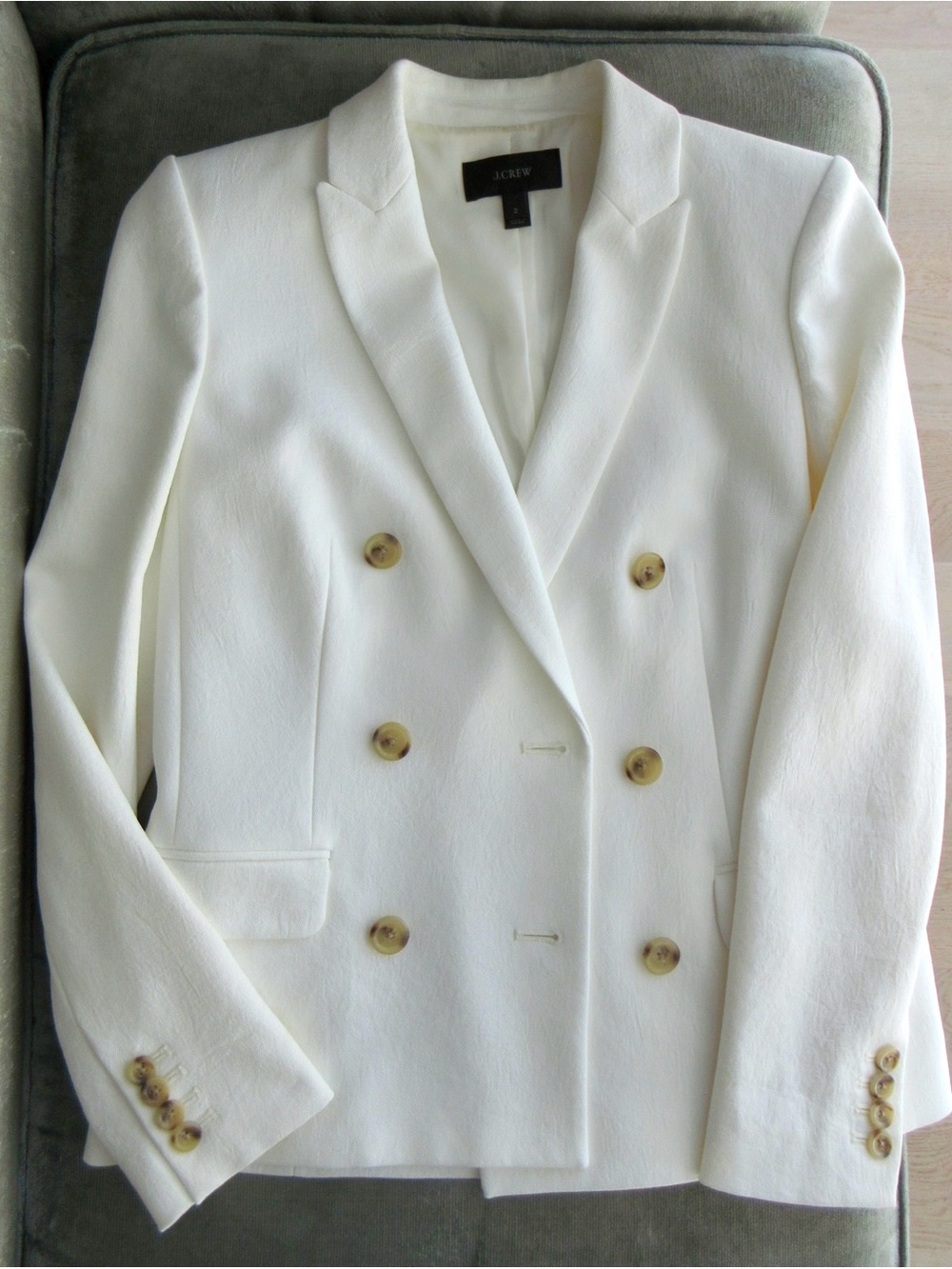 J. CREW Double-Breasted Ivory Blazer